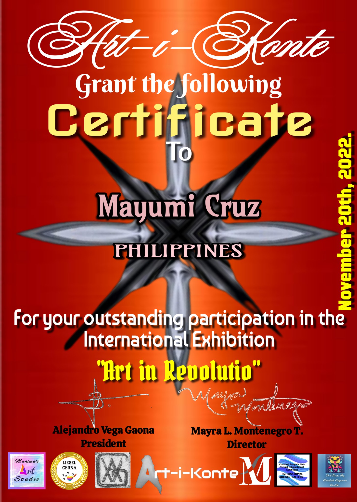 Art ikonte certificate award Galerie Mayumi